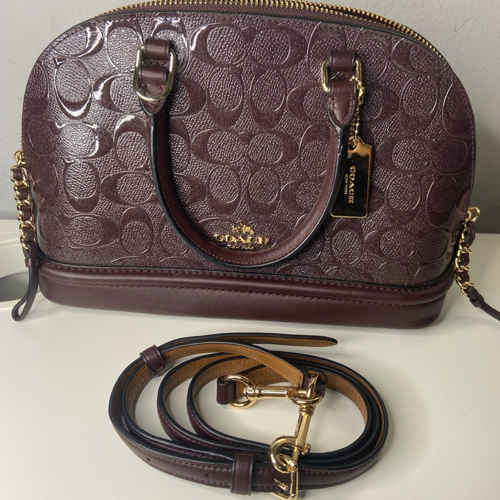 Coach purple with sparkle handbag includes attachment for cross body style